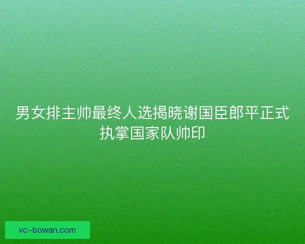 男女排主帅最终人选揭晓谢国臣郎平正式执掌国家队帅印