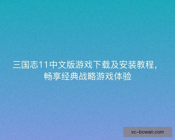 三国志11中文版游戏下载及安装教程，畅享经典战略游戏体验